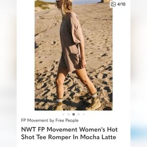 Free People Movement T-Shirt Romper in Mocha Latte